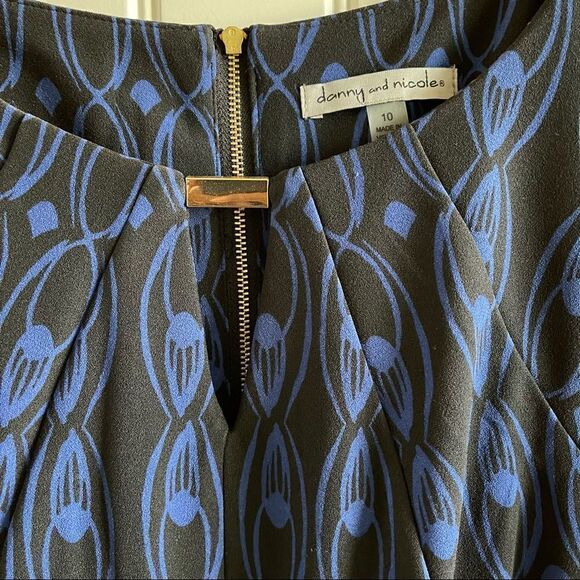 Danny & Nicole Blue Print 3/4 Sleeve Fit and Flare Midi Dress SZ 10 EUC - Picture 4 of 8